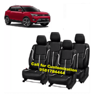 Mahindra XUV300 Car PU Leather Seat Cover Black-Silver Color