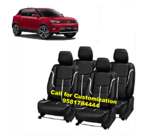 Mahindra XUV300 Car PU Leather Seat Cover Black-Silver Color