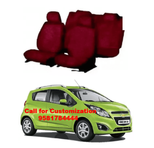 Cotton Car Seat Cover For Chevrolet Beat Maroon Color
