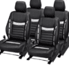 Kia Seltos Leather Car Seat Cover Black-Silver Color - Image 2