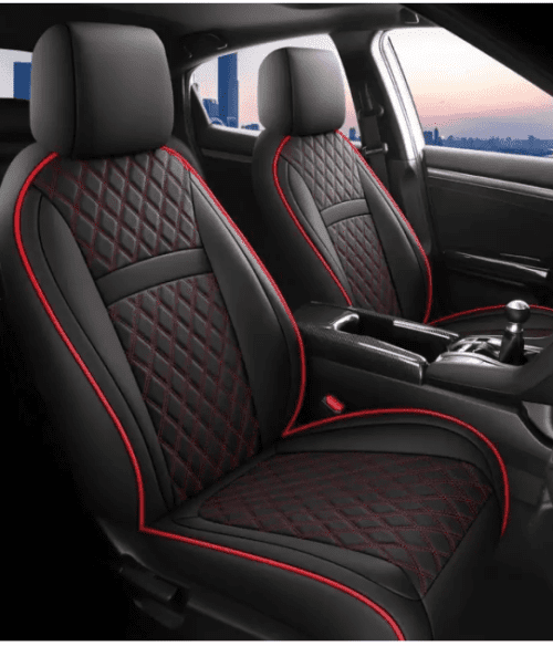 Kia Sonet Car Leather Car Seat Cover Black-Red Color - Image 2