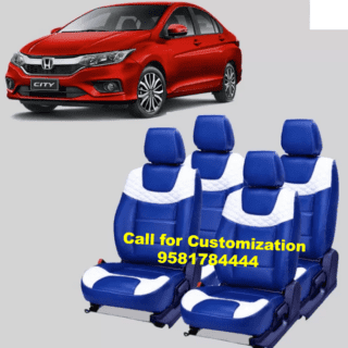 PU Leather Car Seat Cover For Honda City Blue-White Color