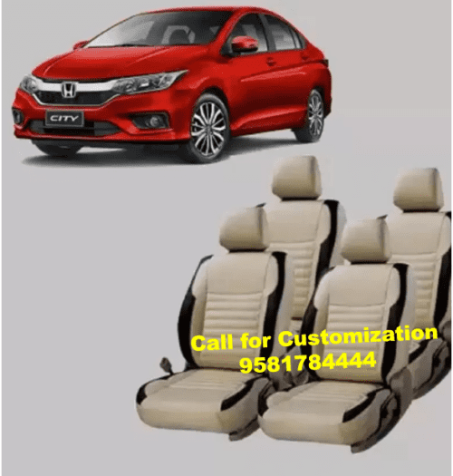 PU Leather Car Seat Cover For Honda City Beige-Black Color