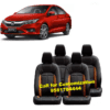 PU Leather Car Seat Cover For Honda City Black-orange Color