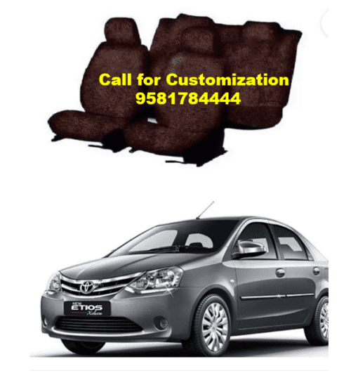 Cotton Car Seat Cover For Toyota Etios Maroon Color