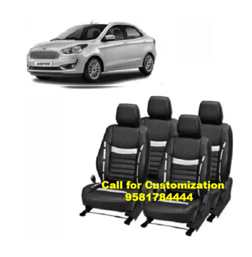 PU Leather Car Seat Cover For Ford Aspire Black-Silver Color