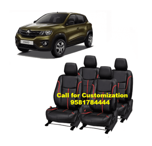 Renault Kwid Car PU Leather Seat Cover Black-Red Color