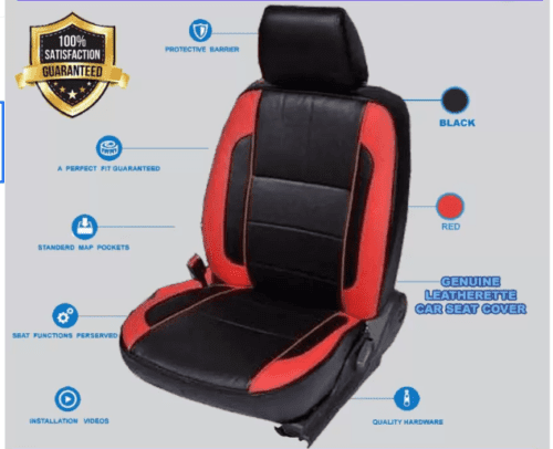 Renault Duster Car PU Leather Seat Cover Black-Red Color - Image 3