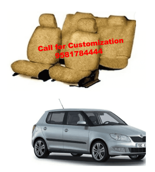 Cotton Car Seat Cover For Skoda Fabia Gold Color - Image 2