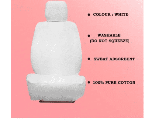Skoda Fabia Car Cotton Seat Cover White Color - Image 3