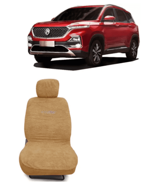 Cotton Car Seat Cover For MG Hector Beige Color - Image 2